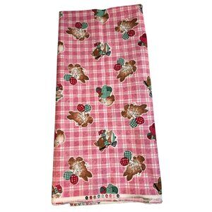 Vintage Pink Bunny Fabric Plaid Cotton Poly Children Novelty Fabric 1.75 Yards S